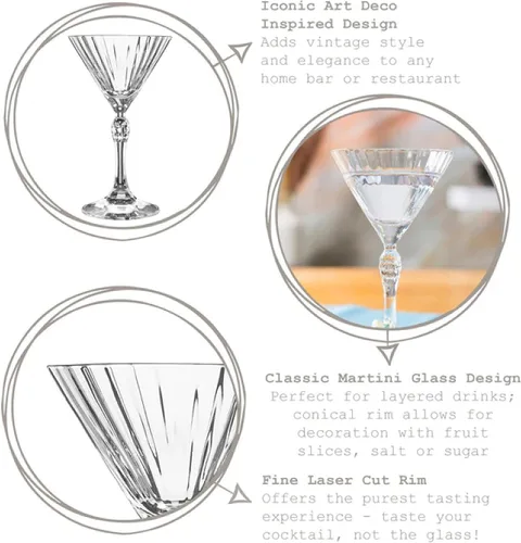 Vista 3 de Bormioli Rocco America '20s Copas Pequeñas de Martini de 5.25 oz, Transparentes, Juego de 4