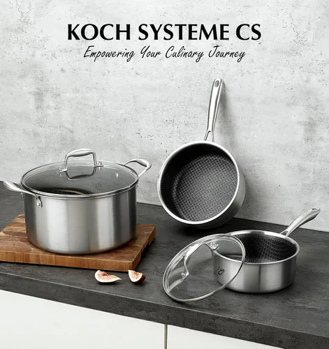 Vista 7 de KOCH SYSTEME CS Triply Stainless Steel Cookware Set 6 Piece, Nonstick Hybrid Pots Set 2QT & 3QT & 8QT, Kitchen Cookware Set with Honeycomb