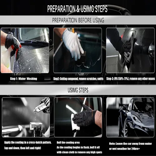 Vista 5 de 10H Nano revestimiento cerámico para automóviles, 1.7 fl oz (1.7 fl oz) de alto brillo, antiarañazos, SiO2, kit de revestimiento de cerámica