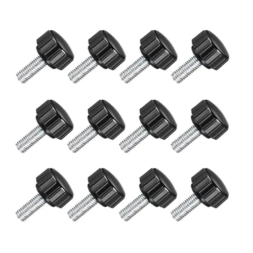 Vista 10 de TA-VIGOR 4 piezas M6 x 0.787 in tornillo de pulgar macho, rosca de acero al carbono, perillas moleteadas, agarre métrico M6 tornillo de pulgar
