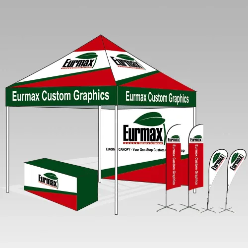 Vista 6 de Eurmax USA Toldo Desplegable de 10 x 10 pies, Carpa Comercial para Fiestas al Aire Libre con 4 Paredes Laterales Extraíbles con Cremallera y Bolsa