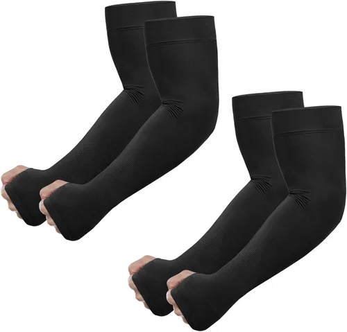 Vista 13 de Newbyinn Mangas de protección solar UV con orificio para el pulgar para hombres, mujeres y jóvenes, manga refrescante para cubrir tatuajes
