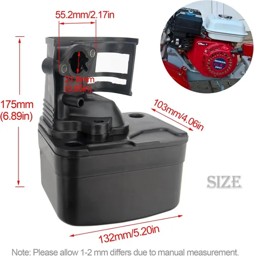 Vista 4 de Carcasa del filtro de aire GX160 con conjunto de filtro de aire para Honda GX120 GX140 GX160 GX200 168F Motor Cortacésped Reemplazar 17230-Z51-820