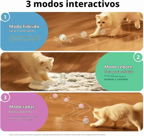 Vista 3 de Cheerble Juguete interactivo de bola para gatos, bola malvada M3, juguetes interactivos automáticos para gatos de interior con 3 modos, juguetes
