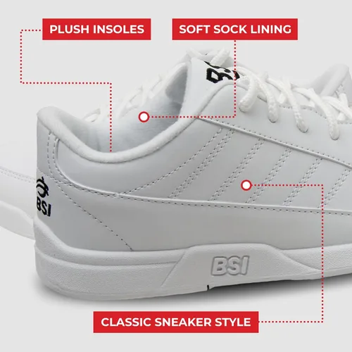 Vista 3 de BSI Youth Boys Sport Bowling Shoe - Lightweight Leather Shoes with Cushioned Support, WhiteBlack, Kids