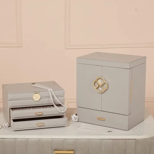 Vista 6 de Vlando - Joyero con espejo caja de almacenamiento para joyas de gran capacidad con espacio para aretes de niñamujer, collares, pulseras