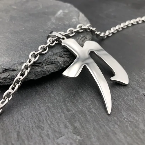 Vista 5 de Wchama Collar con símbolo kanji de fuerza japonesa, dije de buena suerte, dije de acero inoxidable, joyería japonesa para mujeres y hombres