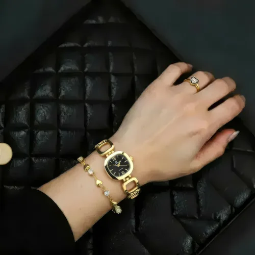 Vista 2 de Set de regalo Reloj de mujer Negro - Conjunto de joyas- Collar-Anillo- Pendientes - Banda, Vidrio