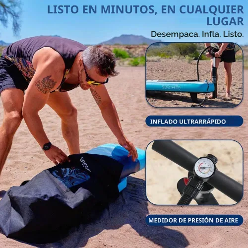 Vista 6 de SereneLife Tabla de remo inflable con accesorios de SUP premium, diseño amplio y estable, almohadilla antideslizante de EVA para jóvenes y adultos