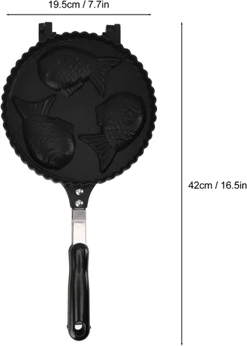 Vista 6 de Ciciglow Taiyaki - Molde para hacer panqueques en forma de pez, doble sartén, negro, 16.5 in x 7.7 in