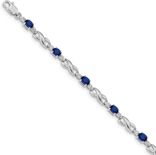 Vista 7 de Pulsera de zafiro de oro blanco de 14 quilates con diamantes de 7.25 pulgadas, joyería fina para mujer, regalos para ella, Tela vaquera Zafiro