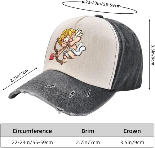 Vista 6 de Valentine's Day Angel Baseball Cap for Men Women Hats Adjustable Vintage Washed Cotton Dad Hat