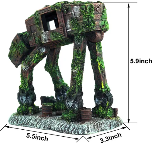 Vista 6 de Ornamento de acuario, perro robot de resina, decoración de pecera, cueva para esconderse de peces Betta, accesorios de acuario para peces Betta