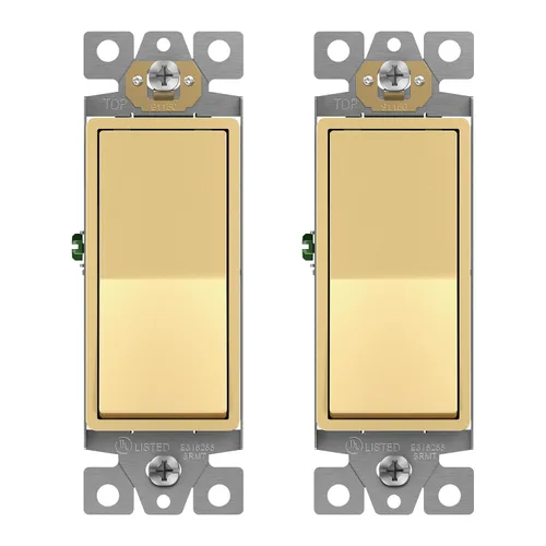 Vista 40 de ENERLITES - Interruptor de palanca decorativo de encendido/apagado con placas de pared, unipolar, 3 cables, tornillo de conexión a tierra, grado