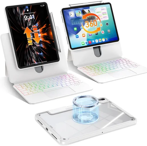 Vista 17 de Blosomeet Magnetic iPad A16 11th/10th Generation Case with Keyboard, Clear Splitfolio Detachable Cover, Up-Down Liftable, Adjustable Stand, 7