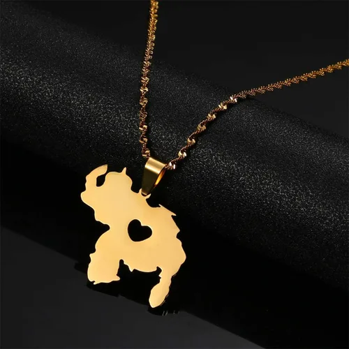 Vista 3 de Collar con colgante de mapa de Venezuela de acero inoxidable para mujeres y niñas Venezuela Mapa Joyería