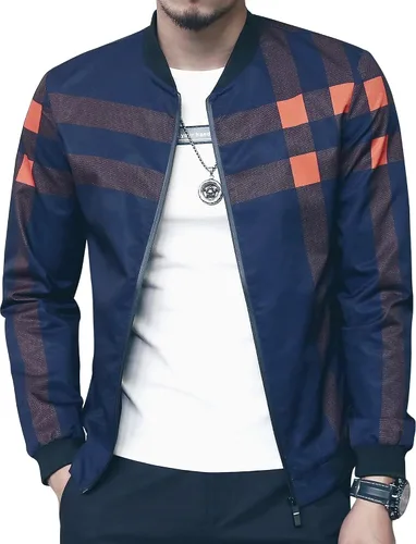 Vista 10 de LOGEEYAR Chaqueta Bomber para Hombre Chaqueta Casual Ligera de Bloques de Color Cortavientos Abrigo con Bolsillo