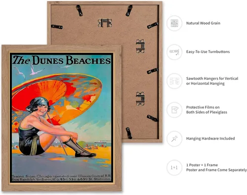 Vista 2 de Poster Master Póster de viaje vintage, impresión retro de playas de dunas - Arte de línea South Shore - Regalo para él, ella, amante de los viajes