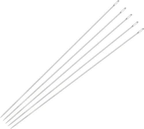 Vista 6 de uxcell Agujas de cuentas finas y largas rectas hilos de bordado de acero inoxidable de 2.17 pulgadas 50