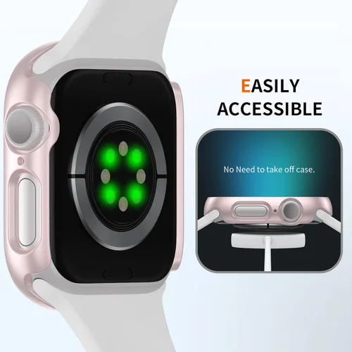 Vista 4 de Pack de 6 fundas para Apple Watch Series 11/10 de 42 mm con protector de pantalla de vidrio templado, BHARVEST Funda protectora de policarbonato