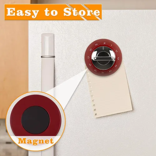 Vista 5 de Temporizador mecánico de cocina, temporizador analógico magnético con sonido de alarma fuerte para cocinar, hornear, diseño retro clásico,