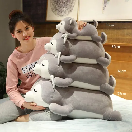 Vista 6 de ERDAO Husky - almohada de felpa, animal de peluche Huskie, Almohada de juguete de animales de peluche de Huskie para niños, día de San Valentín