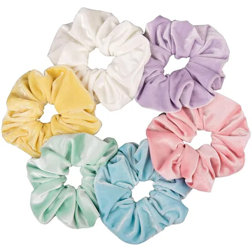 Vista 9 de Whaline Coleteros para el cabello con temática de rubor, bandas para el cabello de terciopelo grandes, color rosa, suaves, elásticas, accesorios