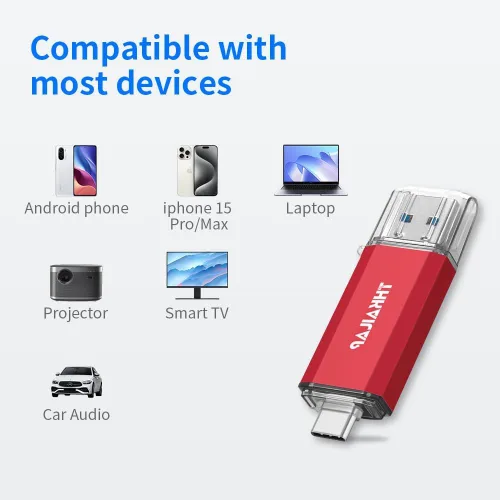 Vista 5 de Thkailar Unidad USB C de 128 GB, unidad USB 3.0 rápida de 120 MB/s para iPhone 15, MacBook, Android y PC, unidad flash tipo C de doble conector