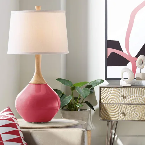 Vista 5 de Color + Plus Wexler 31" White Shade Mellow Coral Pink Table Lamp