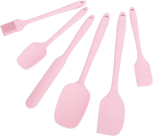 Vista 11 de Juego de espátulas de silicona resistente al calor, espátula de goma de grado alimenticio, 6 piezas, color negro Negro (balck)