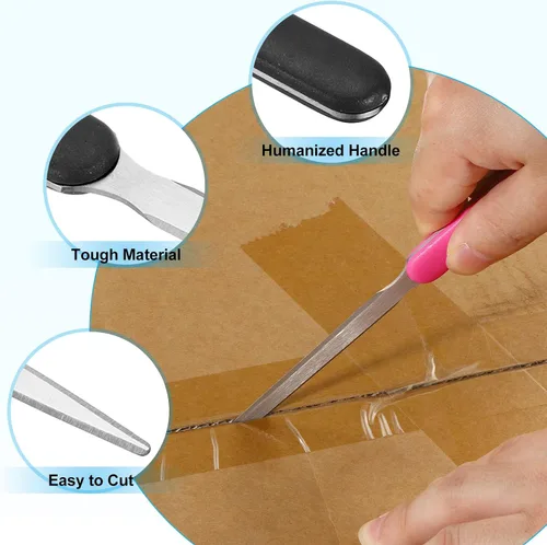 Vista 4 de PATIKIL Abrecartas 4 piezas de acero inoxidable sobre mango ligero para caja abierta negro