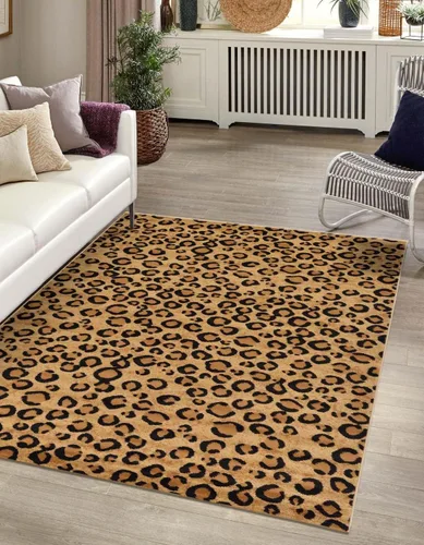 Vista 11 de Unique Loom Wildlife Collection - Alfombra de área inspirada en animales con bordes de guepardo, 3 pies 3 pulgadas x 5 pies 3 pulgadas, marfil/negro