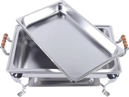 Vista 7 de Juego de platos para bufé, recipiente de calentamiento de acero inoxidable, calentador de alimentos, aislamiento de alimentos, rectangular