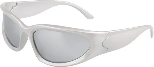 Vista 4 de KENBO Y2K - Gafas de sol futuristas envolventes para mujer y hombre, diseño ovalado rápido, a la moda, gafas de sol deportivas