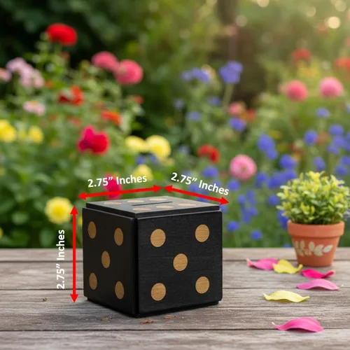 Vista 5 de Cubo de dados (negro) Enigma IQ Caja de rompecabezas con cerradura secreta y soporte para regalo
