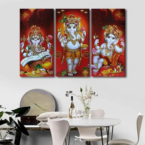 Vista 54 de TUMOVO Arte de pared de Dios hindú para sala de estar, lienzo de Ganesha, arte de pared de escultura de elefante, cuadros modernos, arte