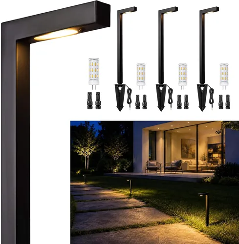 Vista 10 de Gardenreet Luces de camino de paisaje de latón, luces de camino de bajo voltaje de 12 V con cable, luces de jardín al aire libre LED impermeables