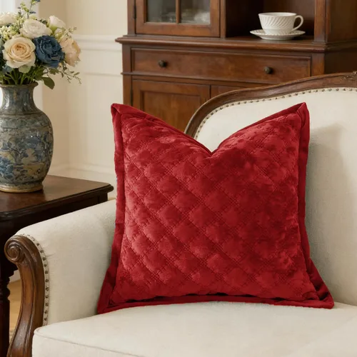 Vista 18 de Funda de Almohada Decorativa 18x18 1 Pieza Funda de Almohada Cuadrada de Terciopelo Suave Amigable con la Piel Proceso Cruzado Fundas de Cojín