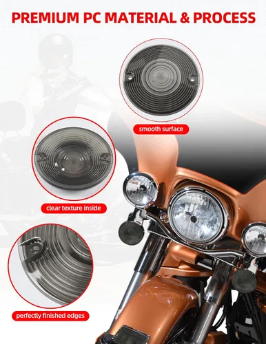 Vista 2 de Amazicha Smoke - Kit de cubiertas de lentes direccionales planas de 3 1/4 pulgadas compatible con Harley Davidson Touring Road King Road Glide