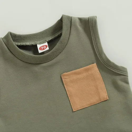 Vista 2 de Engofs 2 piezas de ropa de verano para bebé, sin mangas, camiseta sin mangas y pantalones cortos