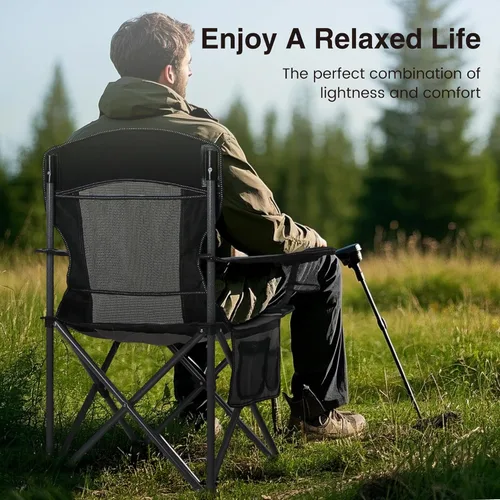 Vista 3 de HIGH POINT SPORTS Oversized Portable Mesh Camping Folding Chair