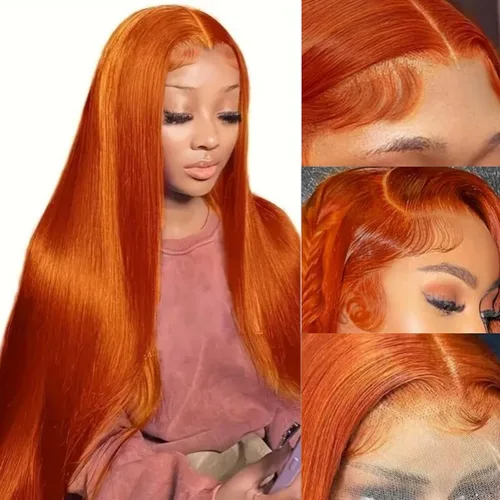 Vista 24 de Peluca de encaje frontal de cabello humano ondulada tipo body wave de 13x6. Peluca de cabello humano predepilada con cabello de bebé. Peluca