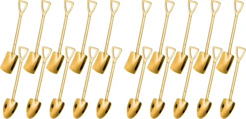 Vista 8 de Cucharas con forma de pala dorada, cucharas de acero inoxidable para té, café, azúcar, mini pala, forma de café, helado, cucharas de postre