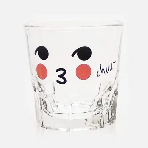 Vista 4 de LENITH ] Juego de vasos de chupito coreanos Soju, 1.7 onzas, vidrio transparente con carácter, vidrio en forma de corazón para whisky, tequila