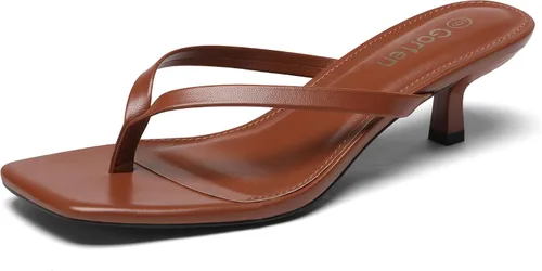 Vista 15 de Sandalias de tacón de gatitos para mujer, con puntera cuadrada, sin cordones, sandalias de tacón de 2 pulgadas, sandalias de fiesta, sandalias
