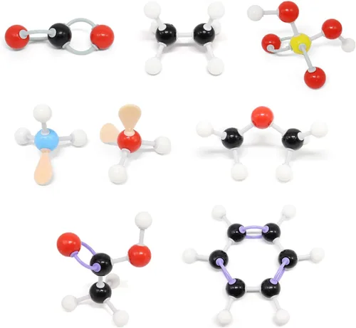 Vista 2 de RELIANCER Kit de modelo molecular, 419 piezas de química molecular orgánica con átomos y enlaces, kit de construcción de estructuras moleculares