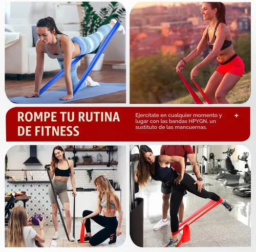 Vista 6 de Resistance Bands Set for Women 8-Negro/Azul/Rojo