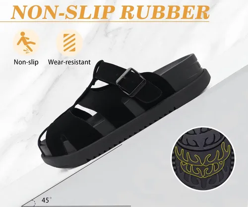 Vista 6 de KuaiLu Sandalias tipo zueco para mujer con soporte de arco cómodo, plataforma elegante, cojín de espuma viscoelástica, sandalias elegantes