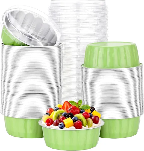 Vista 58 de Beasea Disposable Ramekins with Lids, 50 Pack 8oz 235ml Aluminum Foil Baking Cups with Lids, Aluminum Creme Brulee Ramekins Muffin Cupcake Pudding