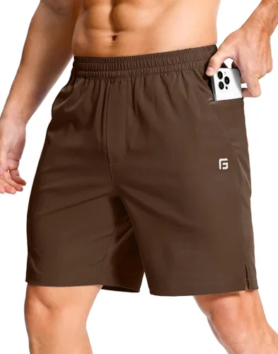 Vista 29 de GGJ Pantalones cortos deportivos ligeros para hombre con 2 bolsillos con cremallera de 7/5/9 pulgadas, pantalones cortos de tenis de secado rápido